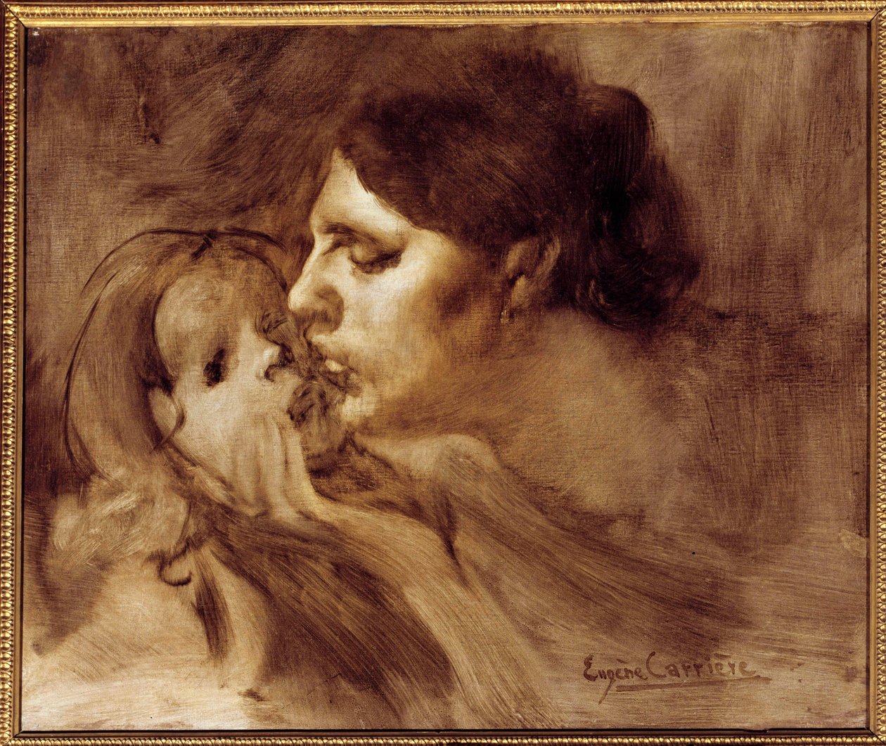 Pocałunek matki Obraz Eugene Carriere (1849-1906) XIX wiek 0,46 x 0,55 m Paryż, Musee d