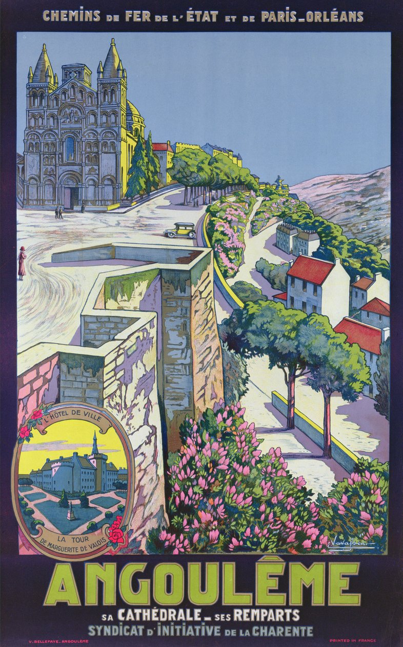 Plakat reklamujący Angouleme (kolor lito) autorstwa Eugene Charles Paul Vavasseur