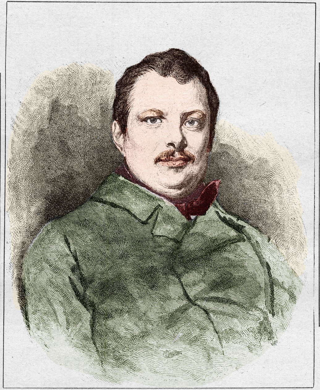 Portret Honore Balzaca w 1830 (1799 - 1850), francuskiego pisarza. Grawerowanie: Eugene Chiquet. autorstwa Eugene Chiquet