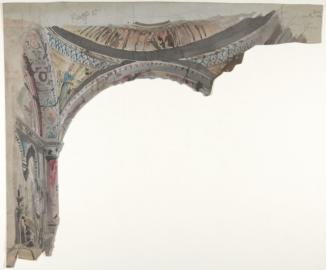 Projekt scenografii w Operze, Paryż, 1830-90. autorstwa Eugene Ciceri