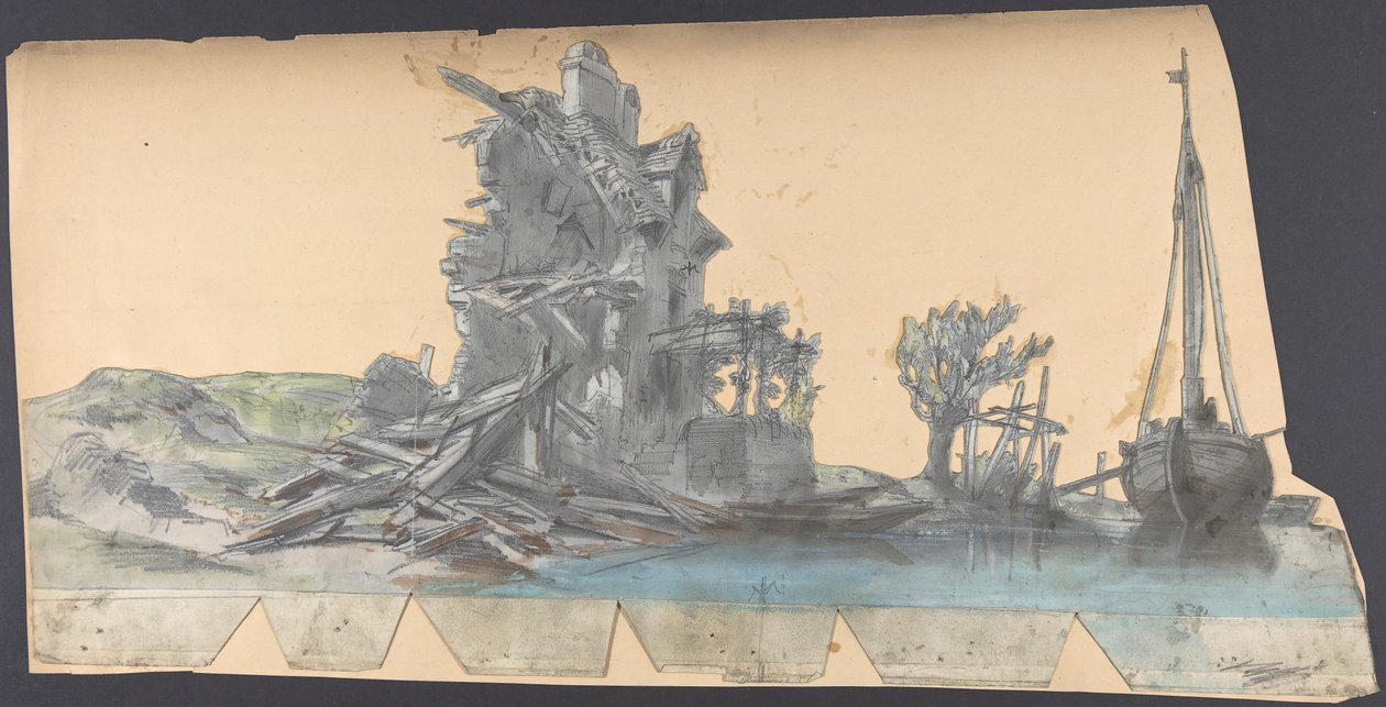 Projekt scenografii w Operze, Paryż, 1830-90. autorstwa Eugene Ciceri