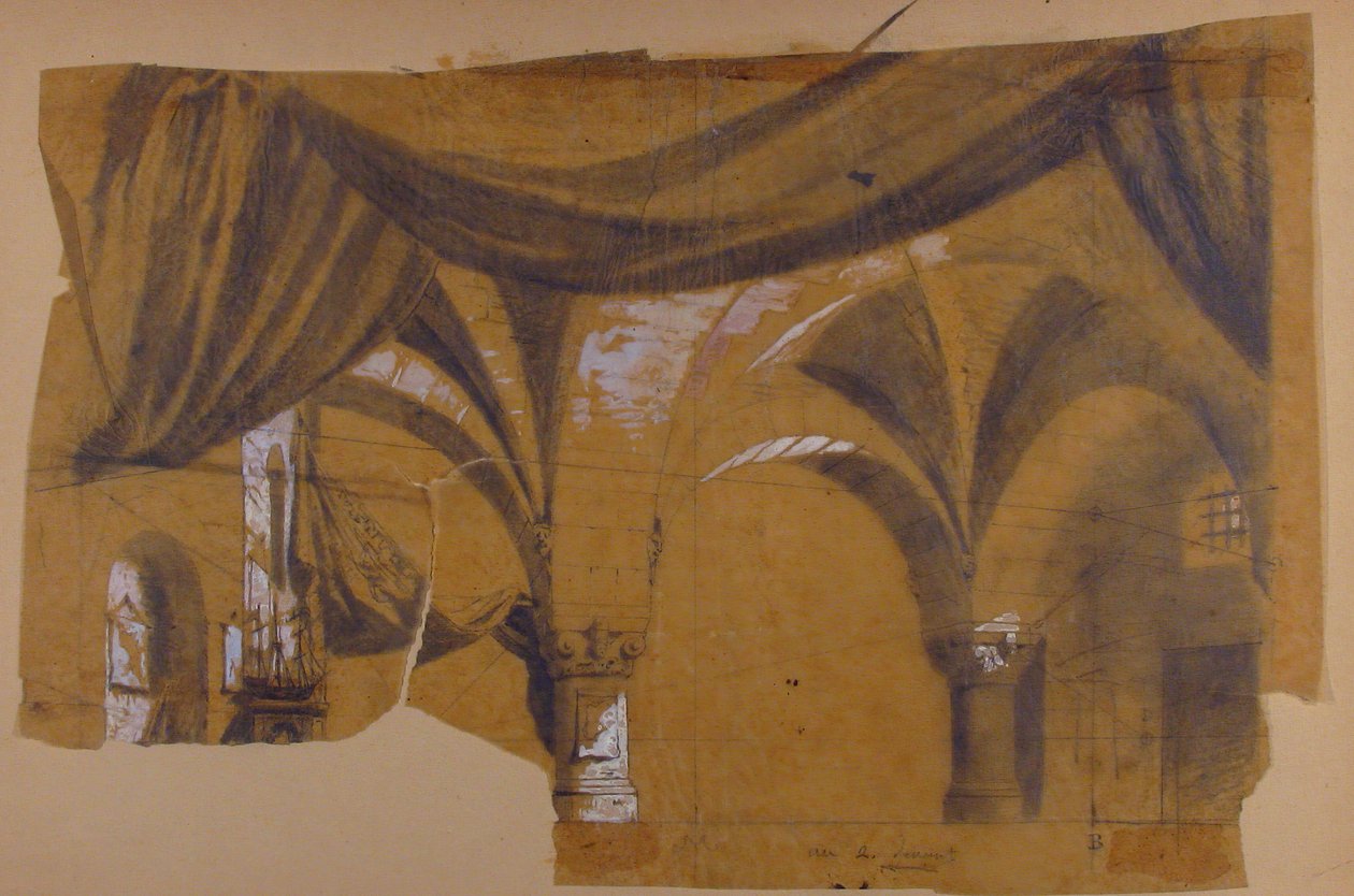 Projekt scenografii w Operze, Paryż, 1830-90. autorstwa Eugene Ciceri