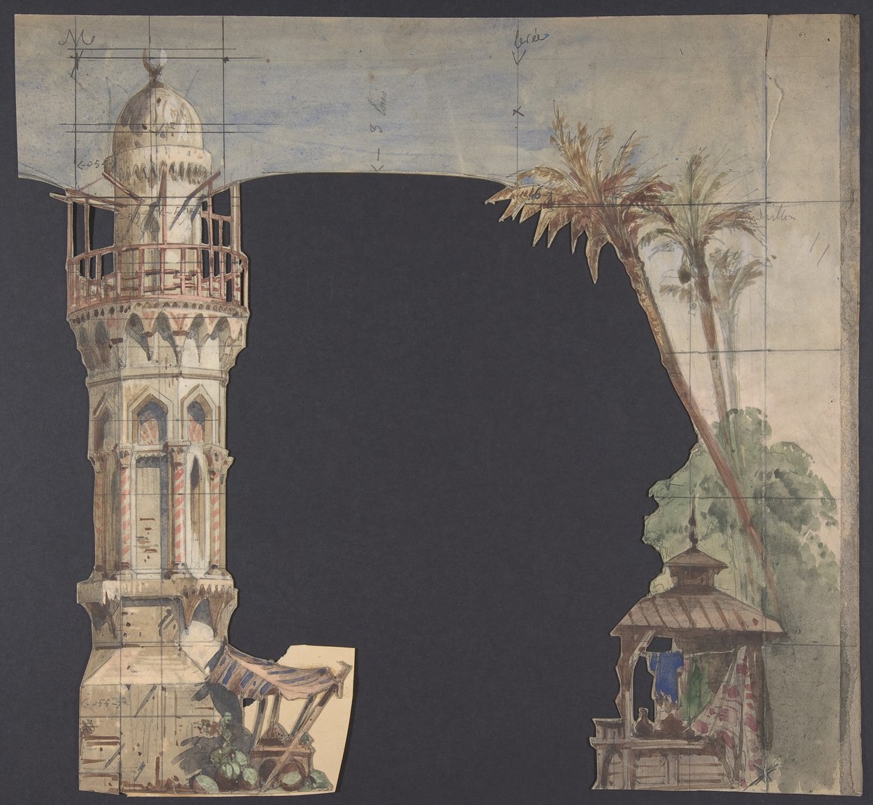 Projekt scenografii w Operze, Paryż, 1830-90. autorstwa Eugene Ciceri