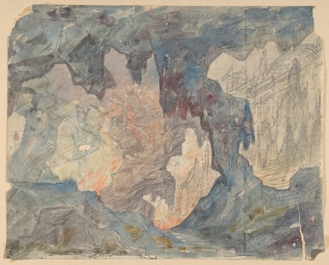 Projekt scenografii w Operze, Paryż, 1830-90. autorstwa Eugene Ciceri