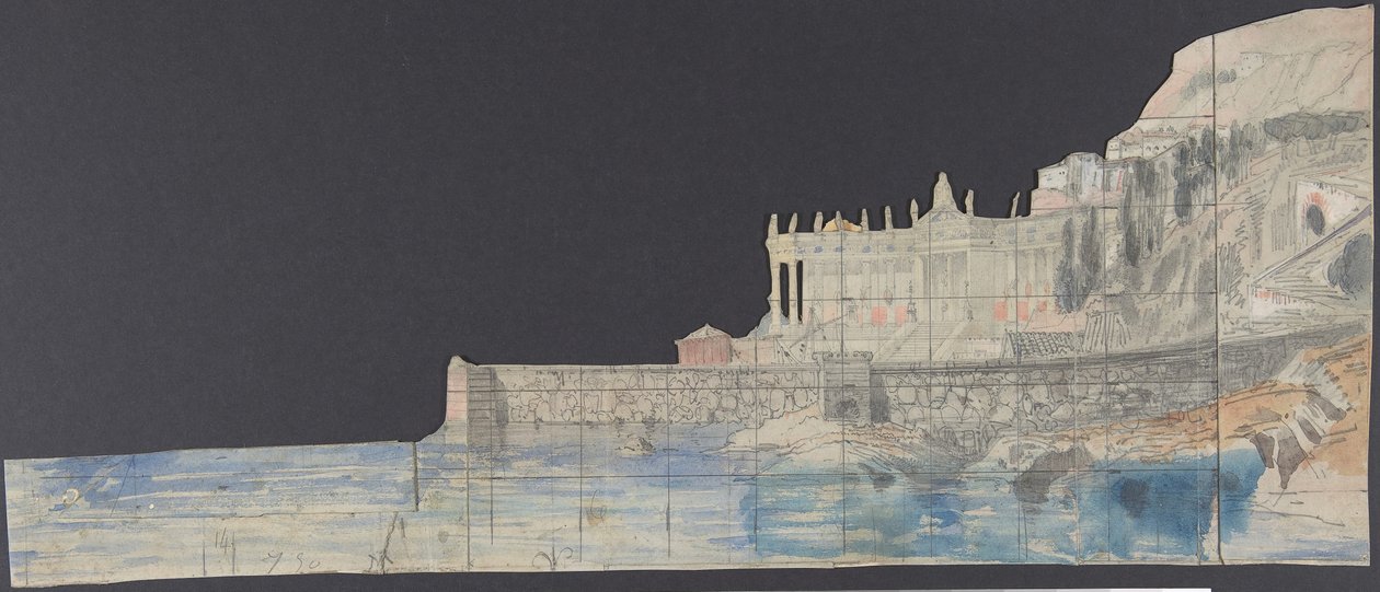 Projekt scenografii w Operze, Paryż, 1830-90. autorstwa Eugene Ciceri