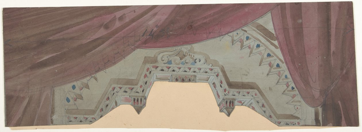Projekt scenografii w Operze, Paryż, 1830-90. autorstwa Eugene Ciceri