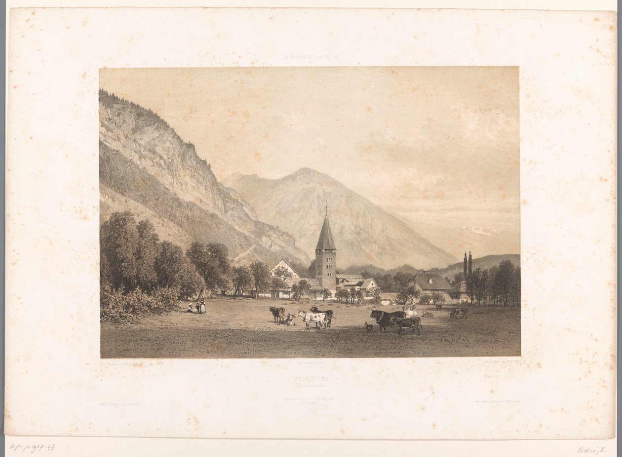 Widok Meiringen Meiringen (tytuł na obiekcie) Twarze w Szwajcarii i Sabaudii (tytuł serii) La Suisse et la Savoie (tytuł serii na obiekcie) autorstwa Eugene Ciceri