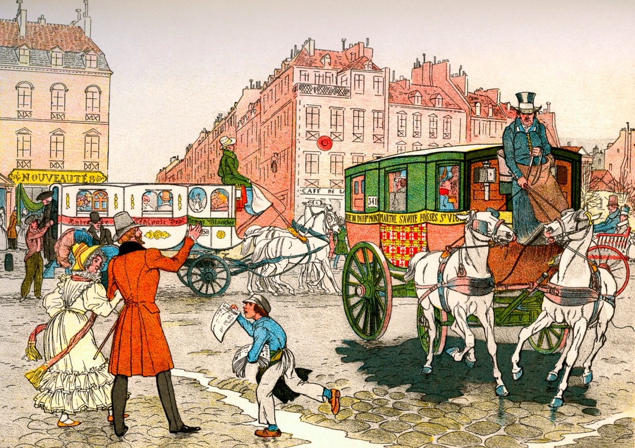 Pierwsze omnibusy we Francji autorstwa Eugene Courboin