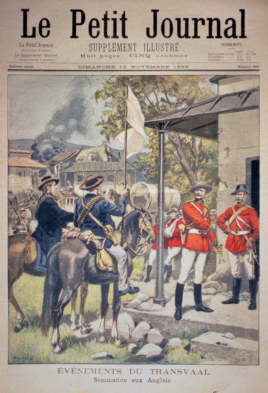 Wydarzenia w Transwalu: Summons to the English, okładka Le Petit Journal, 12 listopada 1899 autorstwa Eugene Damblans