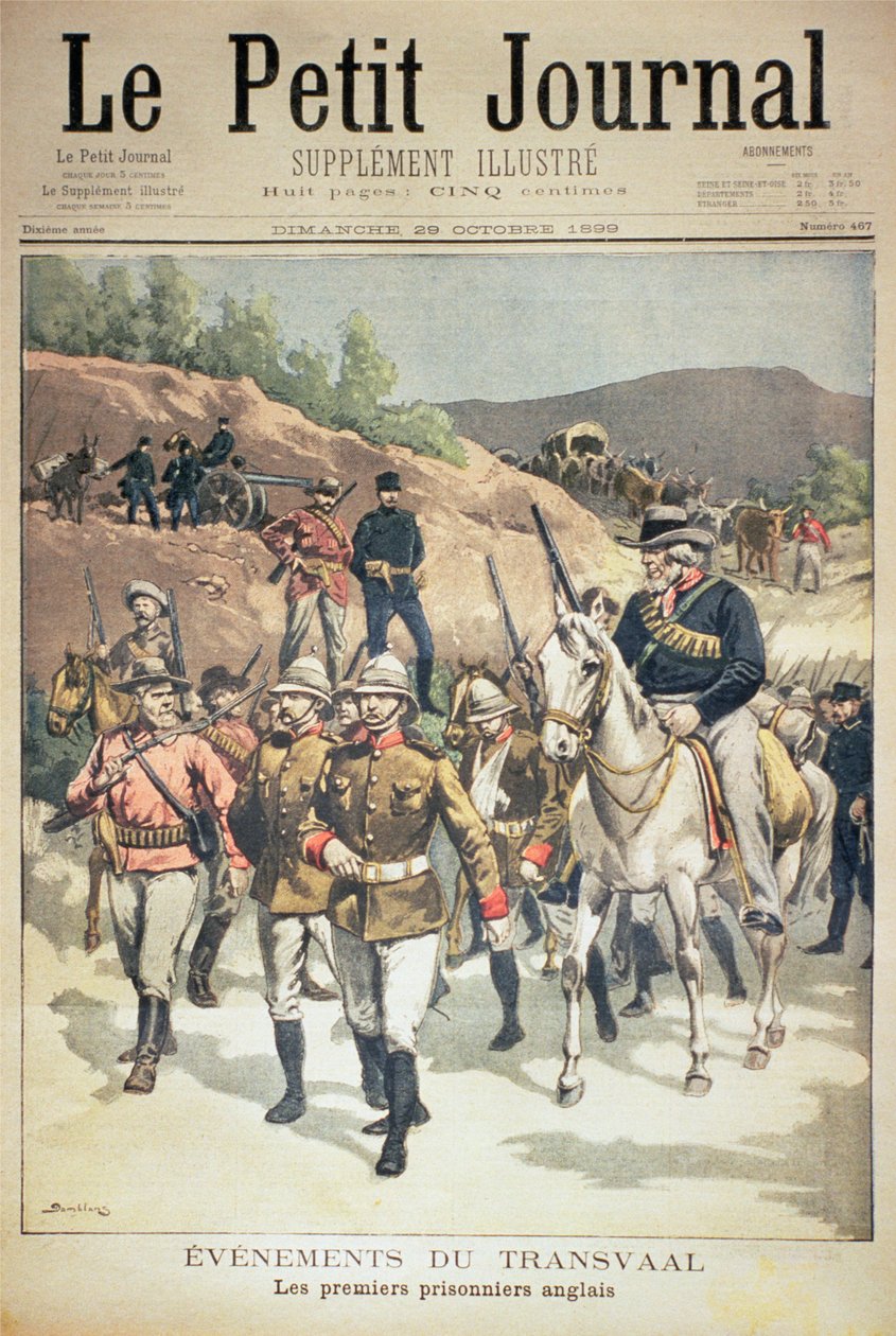 Wydarzenia w Transwalu: pierwsi więźniowie angielscy, okładka Le Petit Journal, 29 października 1899 autorstwa Eugene Damblans