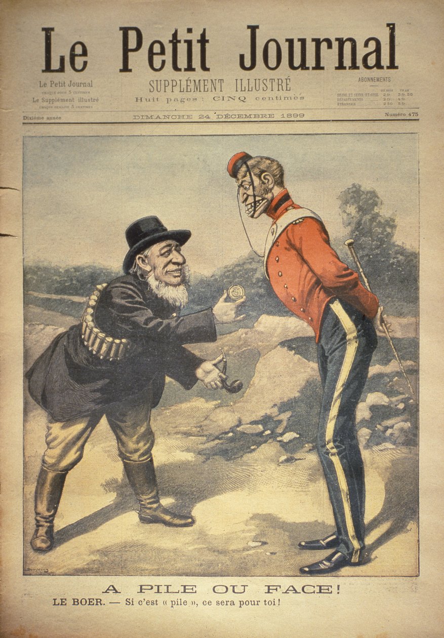 Orzeł czy reszka! Bur:- Jeśli jego ogony są dla ciebie!, przednia okładka Le Petit Journal, 24 grudnia 1899 autorstwa Eugene Damblans