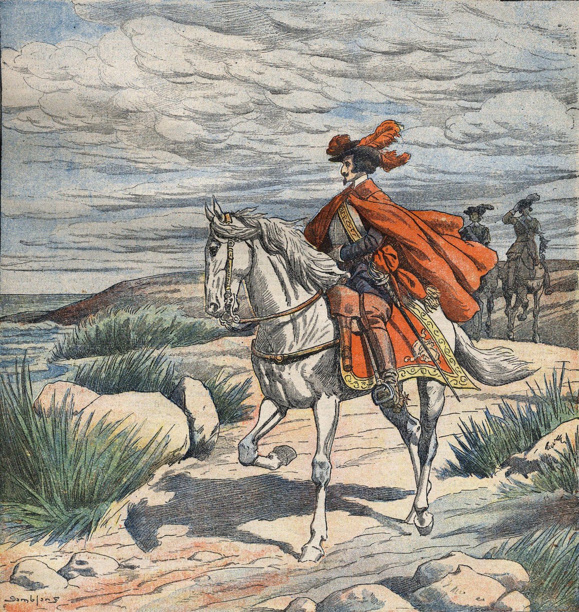 Ilustracja do "Les Trois Mousquetaires" (Trzej muszkieterowie), początek XX wieku (rycina) autorstwa Eugene Damblans