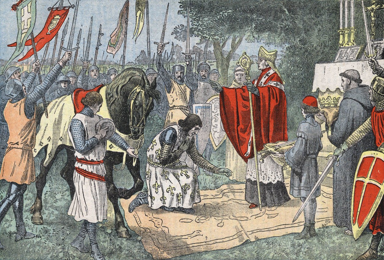 Philippe Auguste przed bitwą pod Bouvine 27 lipca autorstwa Eugene Damblans