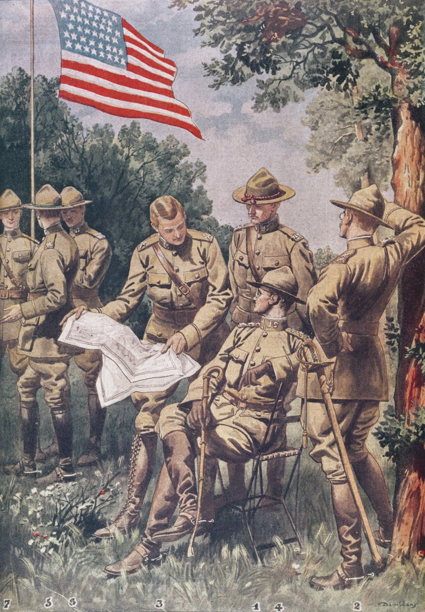 Przybycie Amerykanów do Francji: jak rozpoznać różne stopnie, „Le Petit Journal”, 1917-18 autorstwa Eugene Damblans