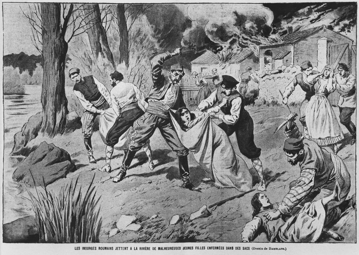 Bunt chłopów rumuńskich, ilustracja z „Le Pelerin”, 7 kwietnia 1907 autorstwa Eugene Damblans