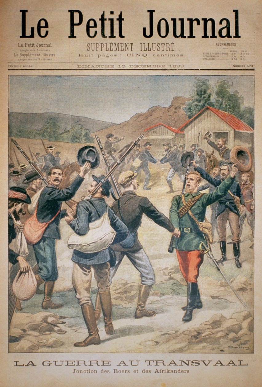 Wojna w Transwalu: Związek Burów i Afrykanerów, okładka Le Petit Journal, 10 grudnia 1899 autorstwa Eugene Damblans