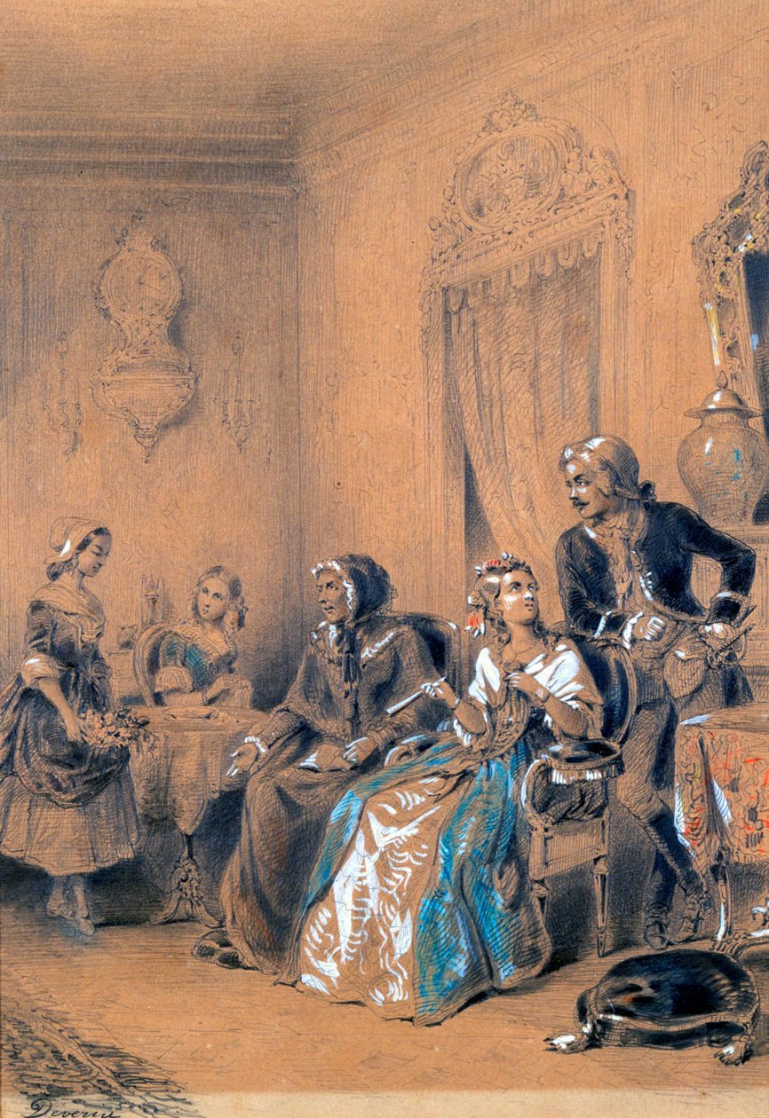Scena wewnętrzna, c1815-1865 autorstwa Eugene Deveria