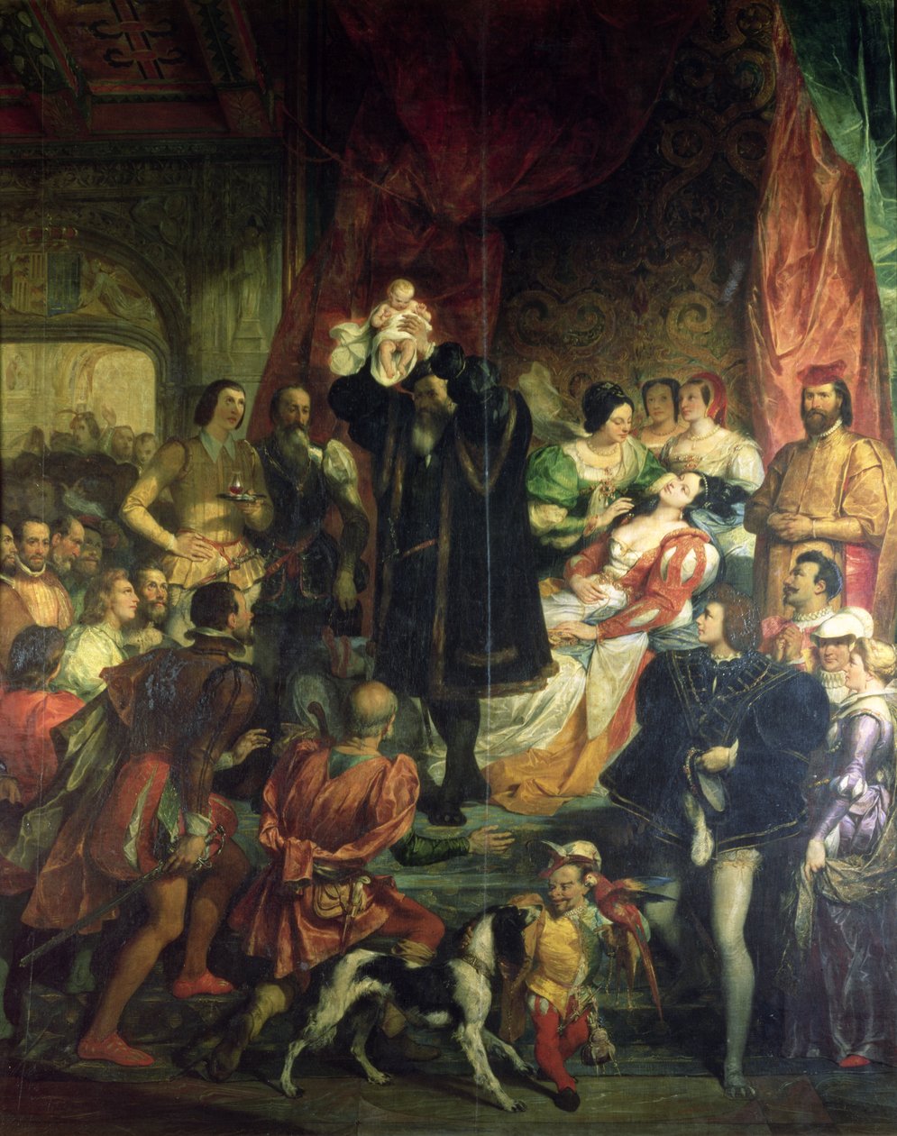 Narodziny Henryka IV (1553-1610) na zamku Pau, 13 grudnia 1553, 1827 autorstwa Eugene Deveria