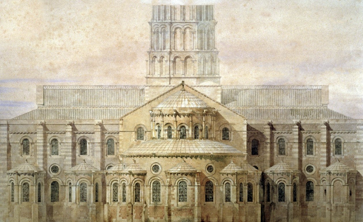 Bazylika Saint Sernin, absyda, Tuluza, ok. 1845 r. (ilustracja) autorstwa Eugene Emmanuel (after) Viollet le Duc