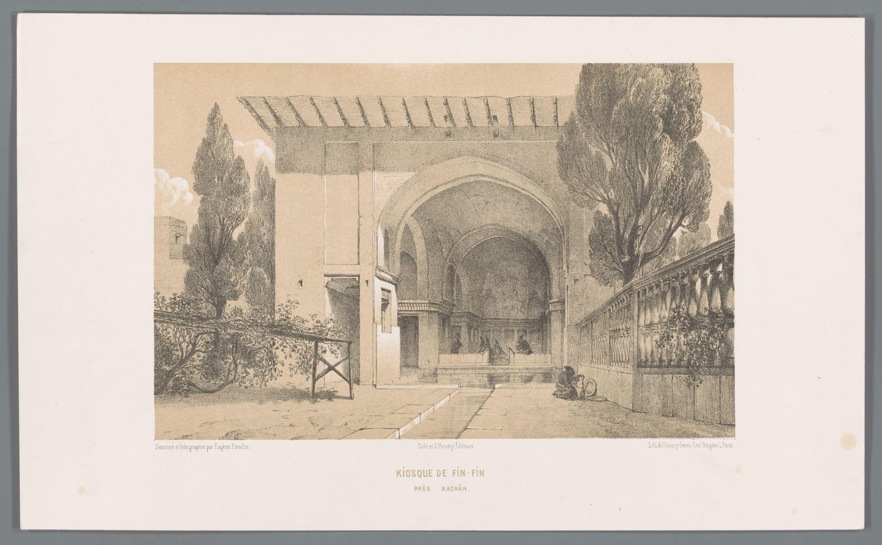 Kiosk van Fin Garden w Kashan Kiosk Fin-Fin koło Kachan (tytuł na obiekcie) autorstwa Eugene Flandin