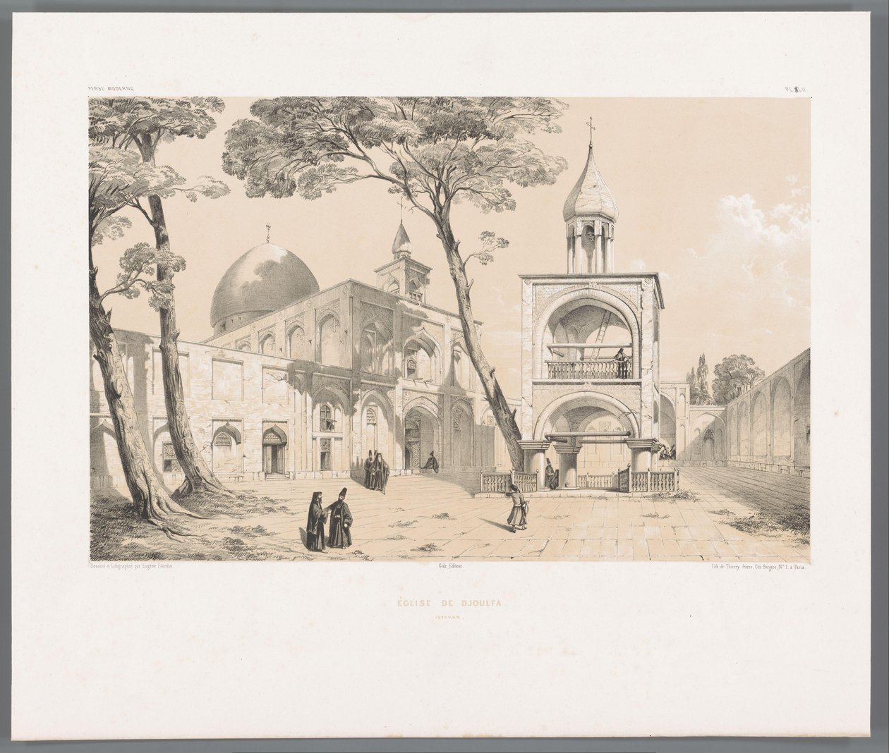 Katedra Vank w Isfahanie Eglise de Djoulfa Ispahan (tytuł na obiekcie) Perskie pejzaże (tytuł serii) Perse modern (tytuł serii) autorstwa Eugene Flandin