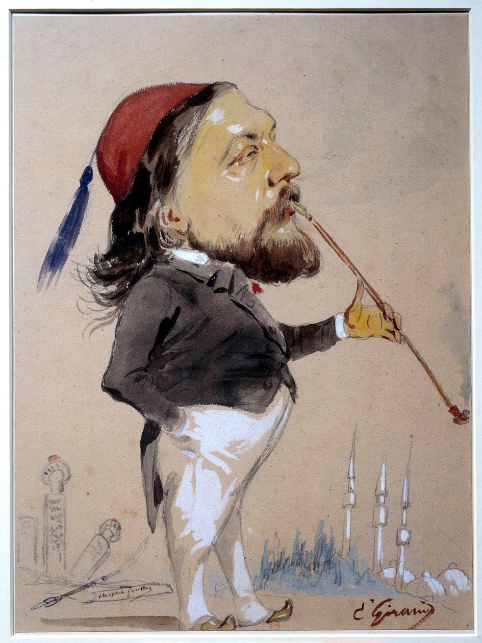 Portret Teofila Gautiera (1811-1872) palącego chibouk Rysunek i akwarela Eugene Giraud (1806-1881) 1862 Paryż, B.N. autorstwa Eugene Giraud