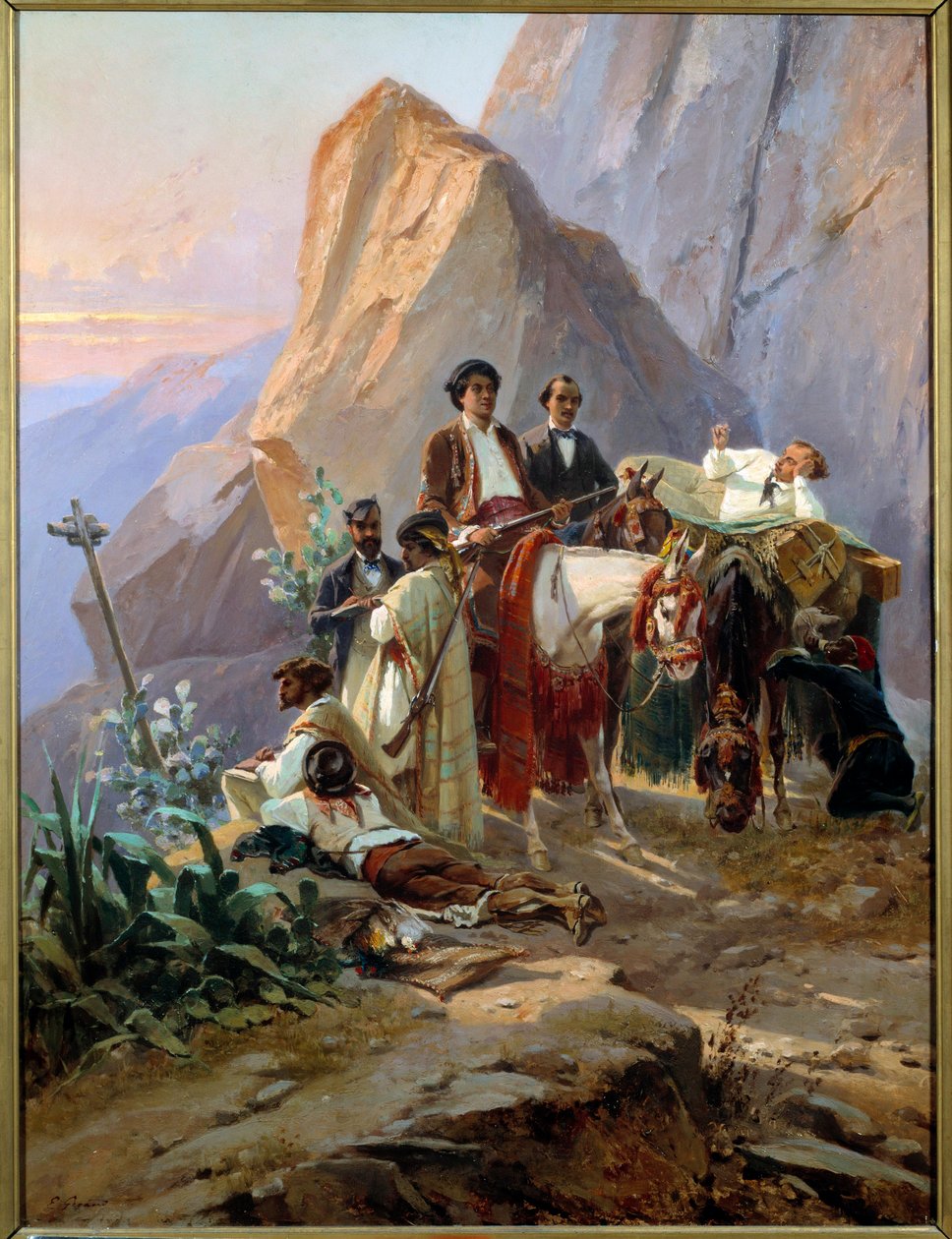 Pamiątka z podróży z Paryża do Kadyksu wykonana w 1846 roku przez Aleksandra Dumasa i jego przyjaciół (olej na płótnie) autorstwa Eugene Giraud