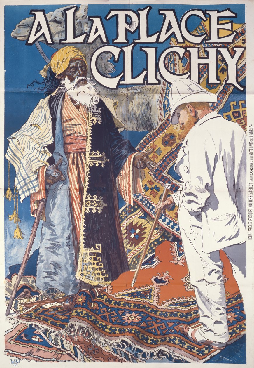 A la Place Clichy, ok. 1891 (kolorowa litografia na papierze) autorstwa Eugene Grasset