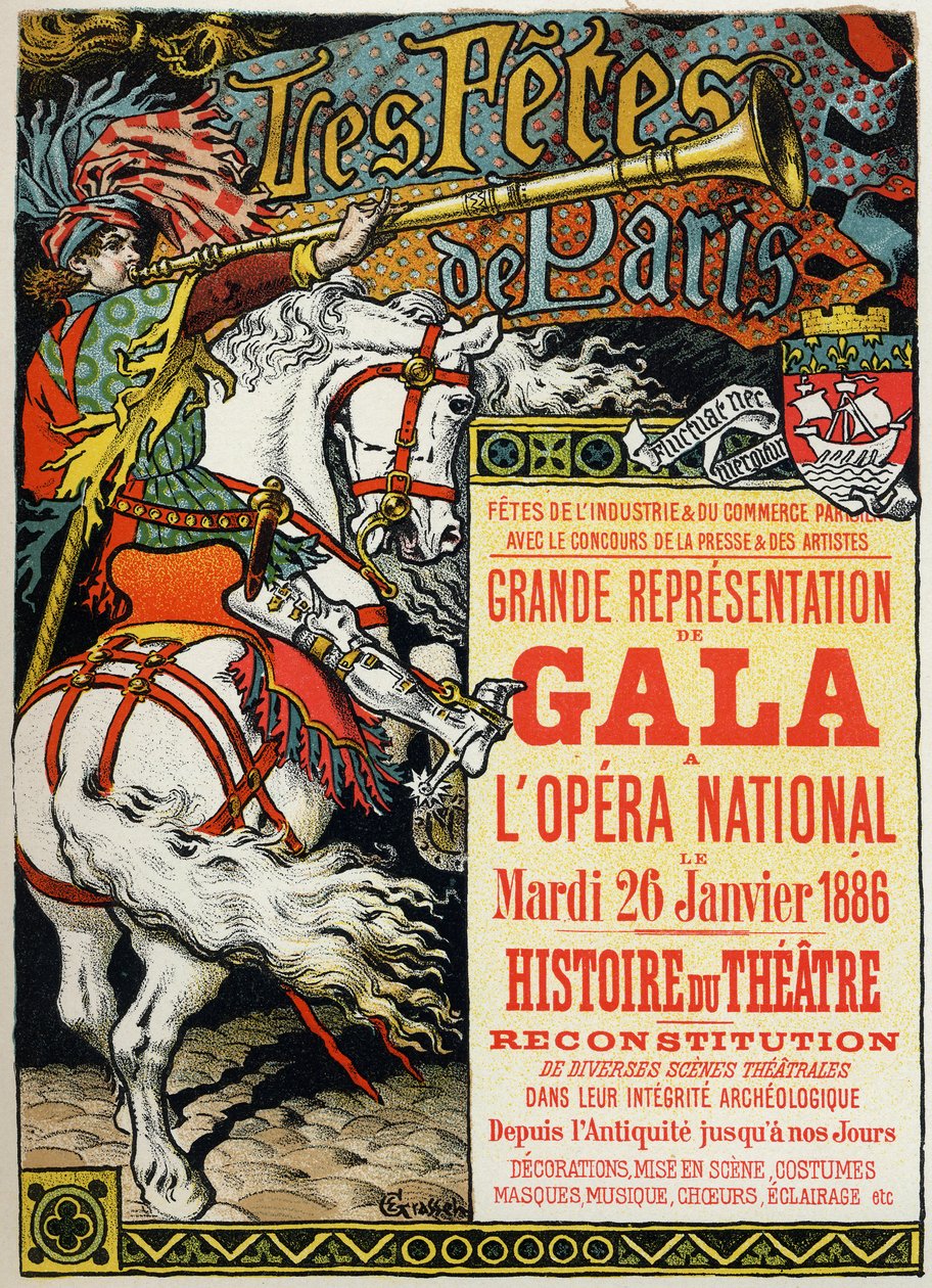 Sztuka. Zabawa. Imprezy w Paryżu. Bal w Operze Paryskiej. plakat: Eugene Grasset, Francja autorstwa Eugene Grasset