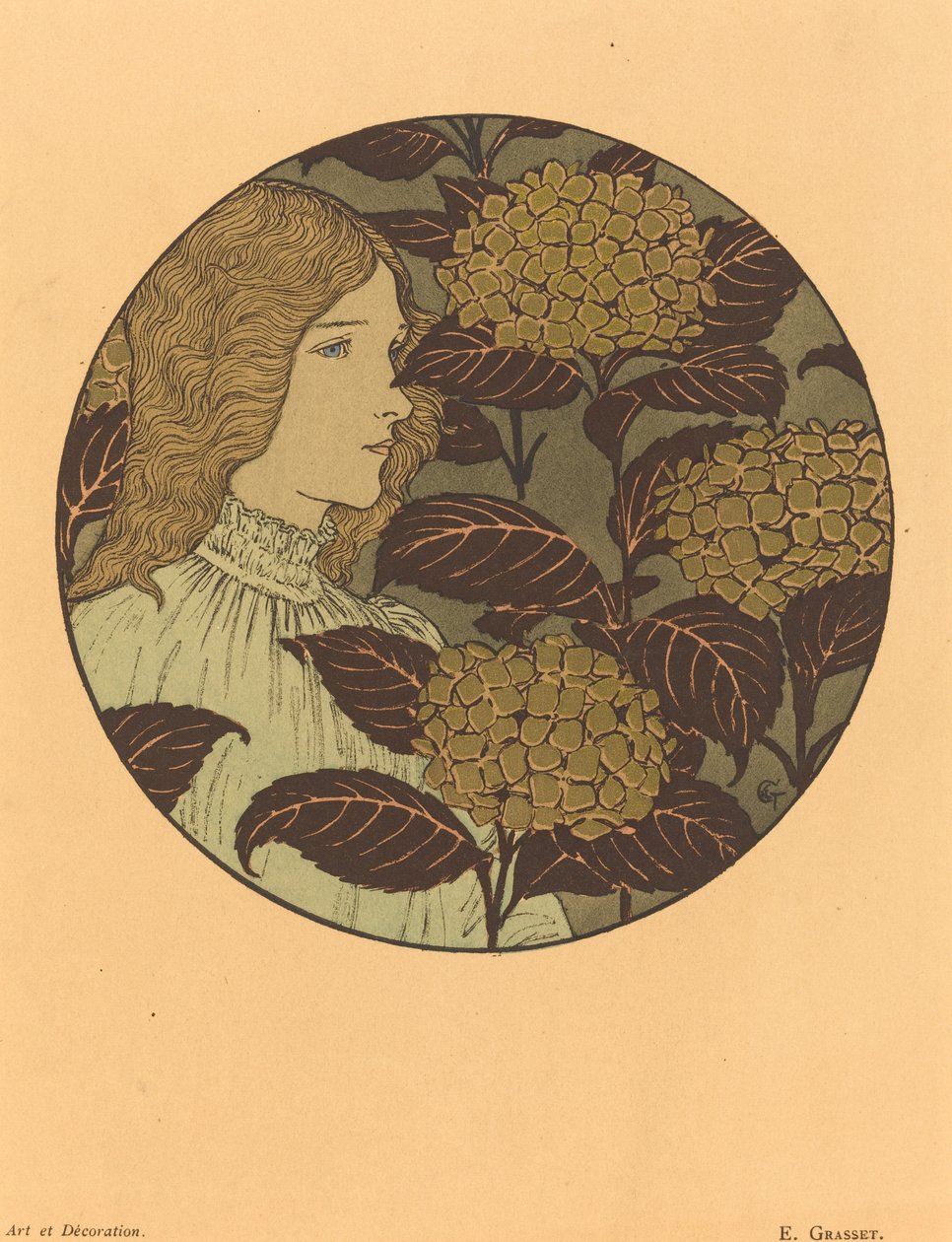 Okrągły portret dziewczyny autorstwa Eugene Grasset