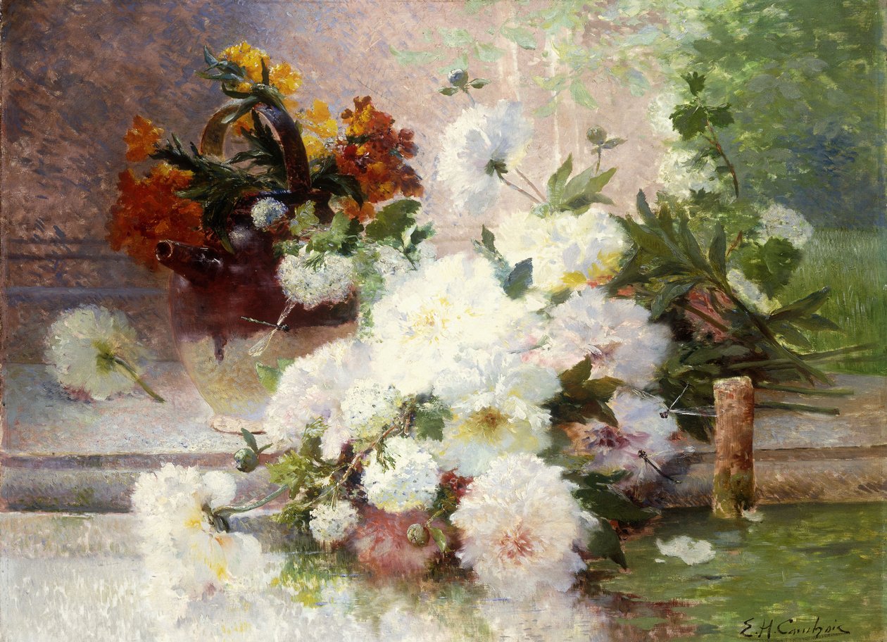 Martwa natura z jesiennymi kwiatami autorstwa Eugene Henri Cauchois