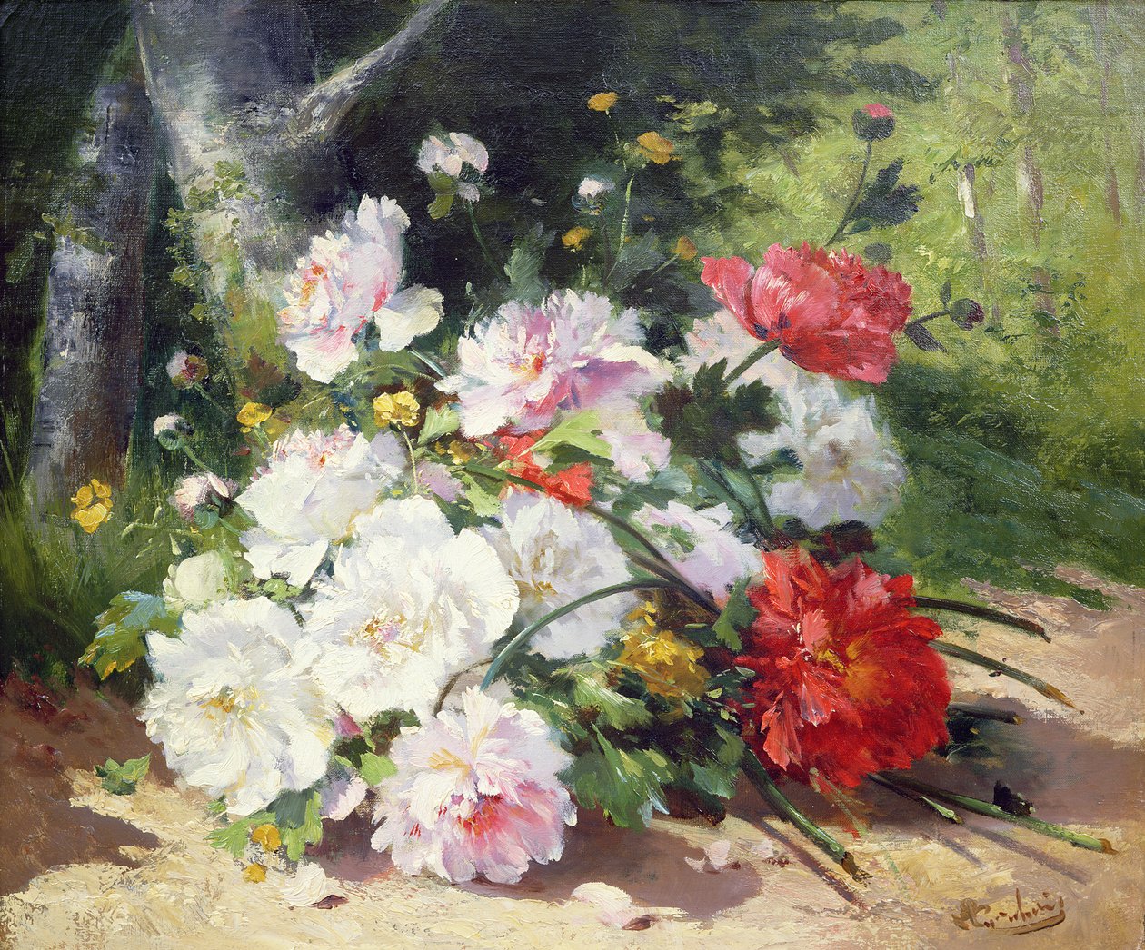 Martwa natura z kwiatami autorstwa Eugene Henri Cauchois