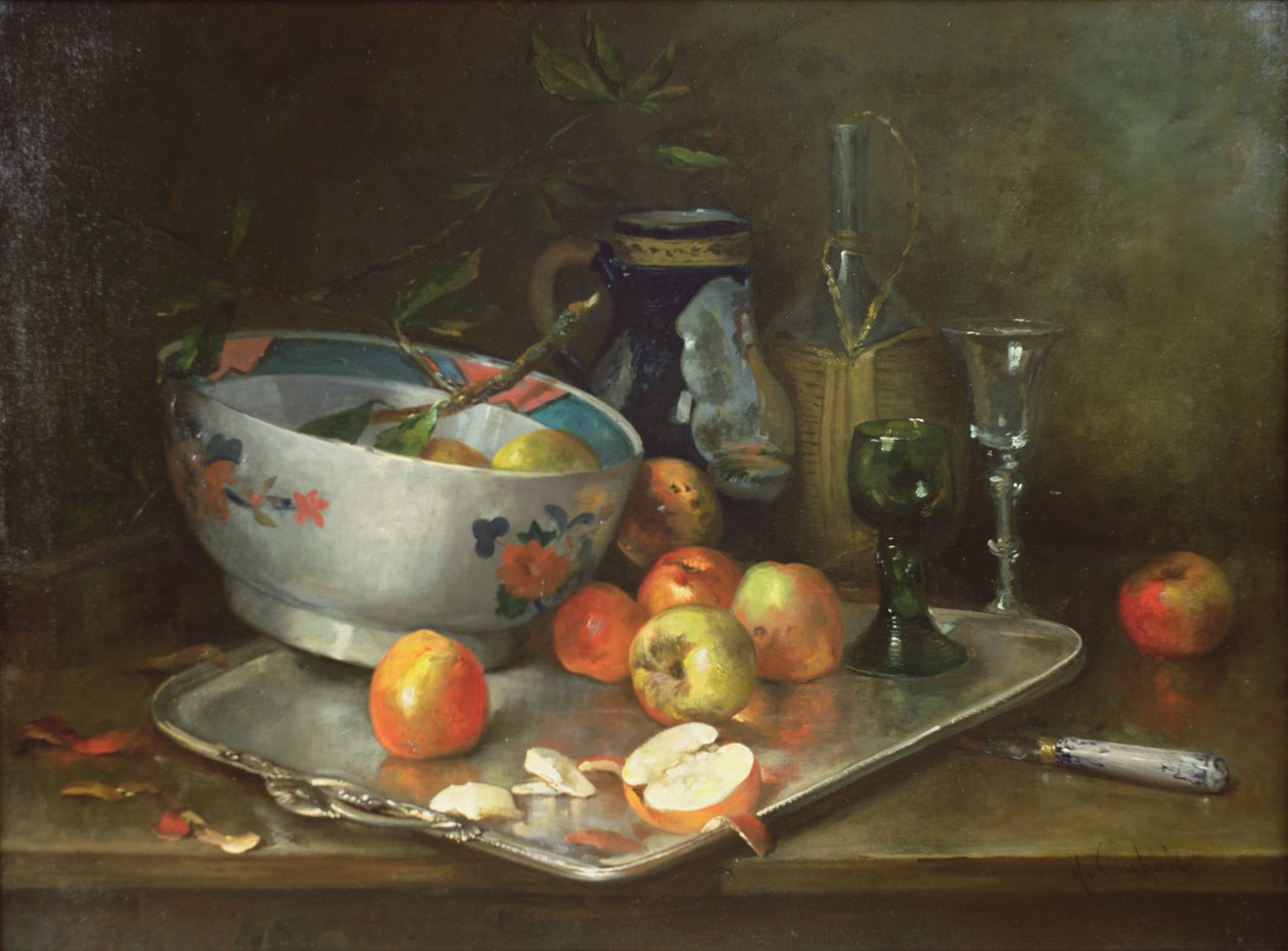 Martwa natura z jabłkami autorstwa Eugene Henri Cauchois