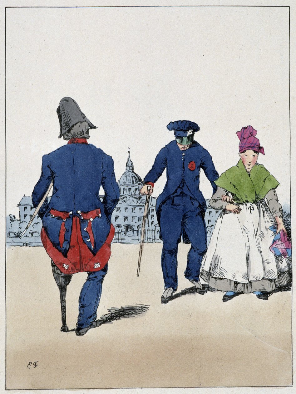 Les Invalides - w „Souvenirs d’un loâneur” Eugène Forest, ok. 1830. autorstwa Eugene Hippolyte Forest