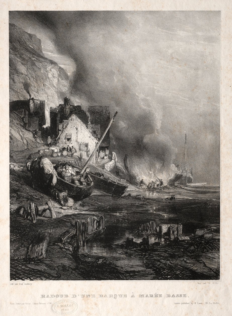 Six Marines: Remont łodzi podczas odpływu, 1833. autorstwa Eugene Isabey
