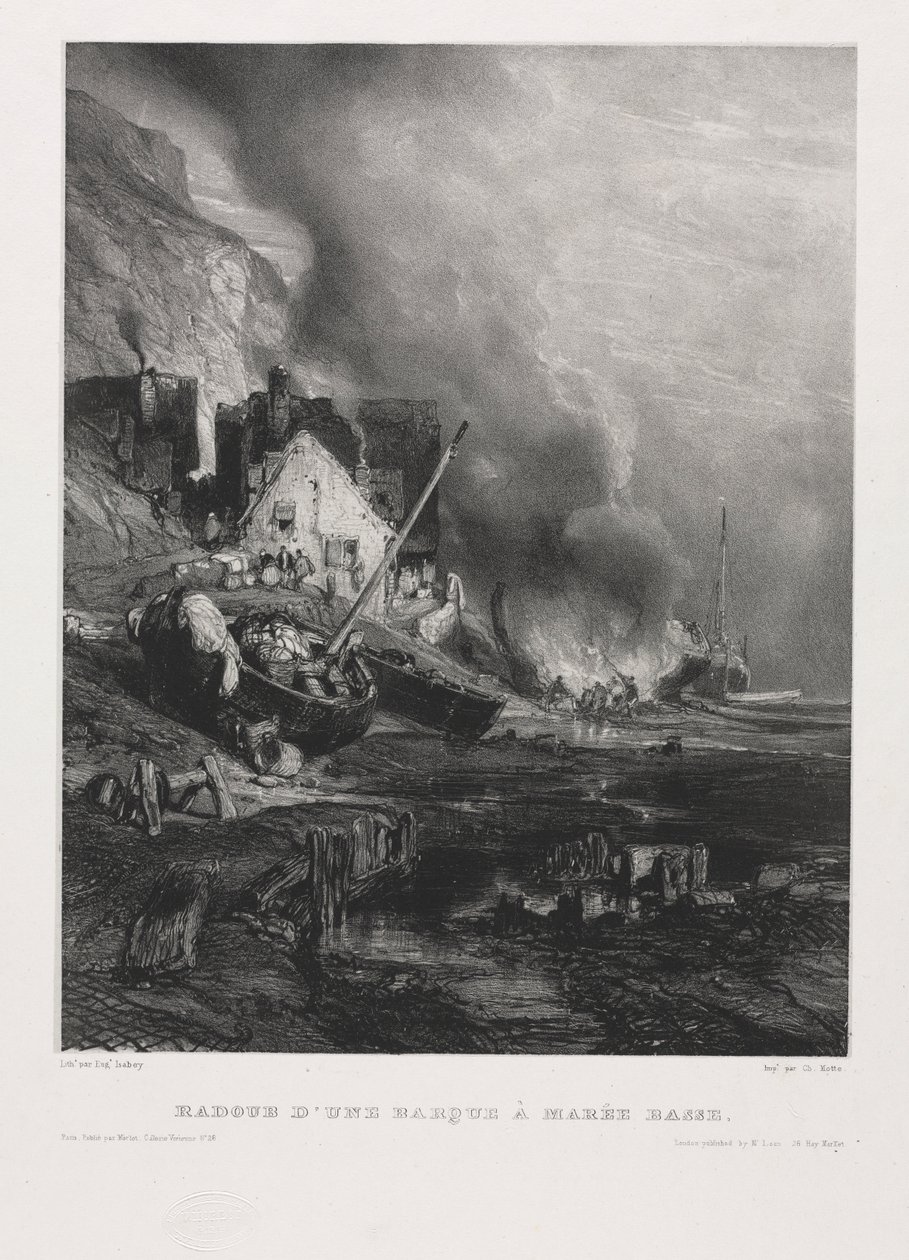 Six Marines: Remont łodzi podczas odpływu, 1833. autorstwa Eugene Isabey