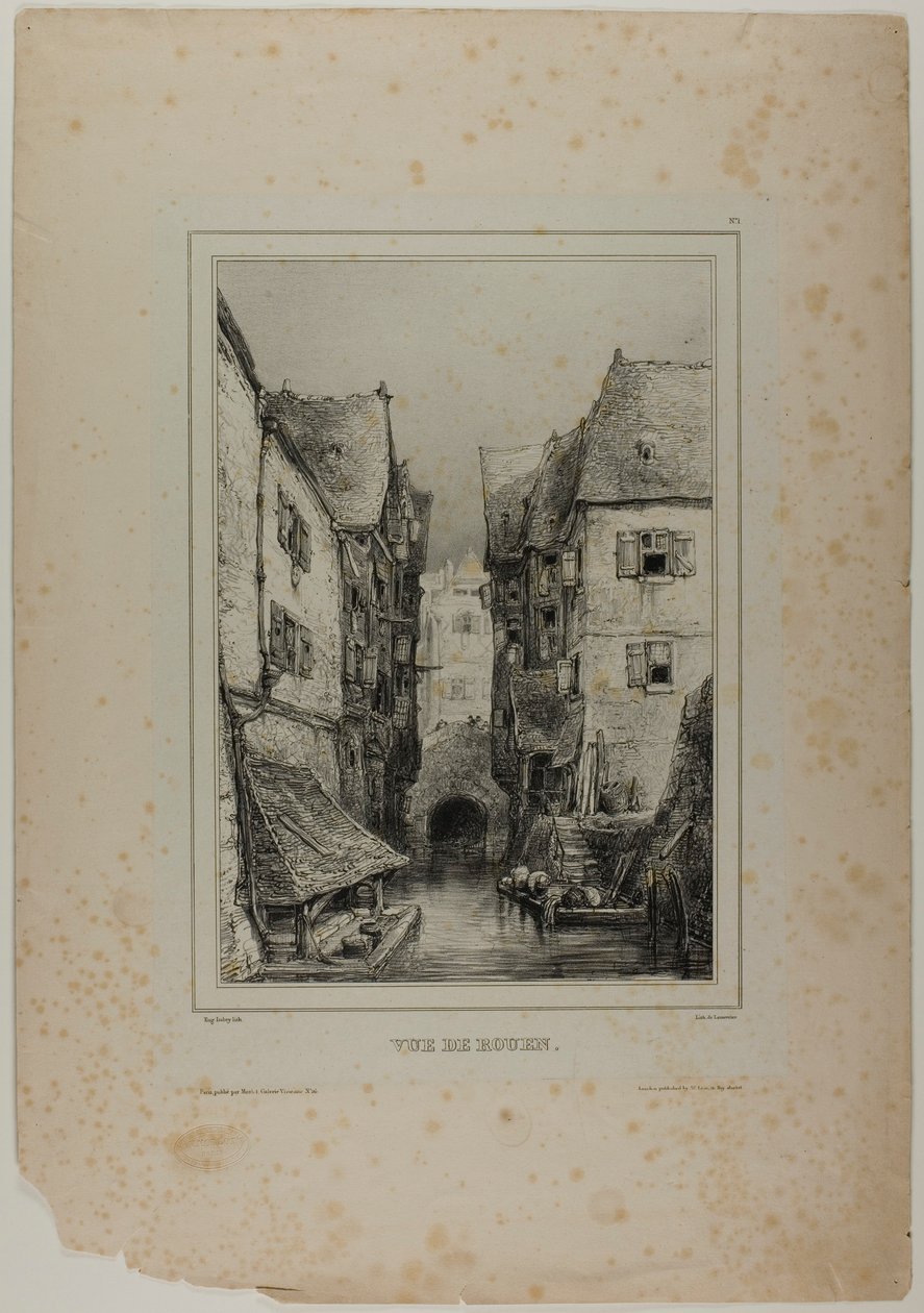 Widok Rouen, tablica trzecia autorstwa Eugene Isabey