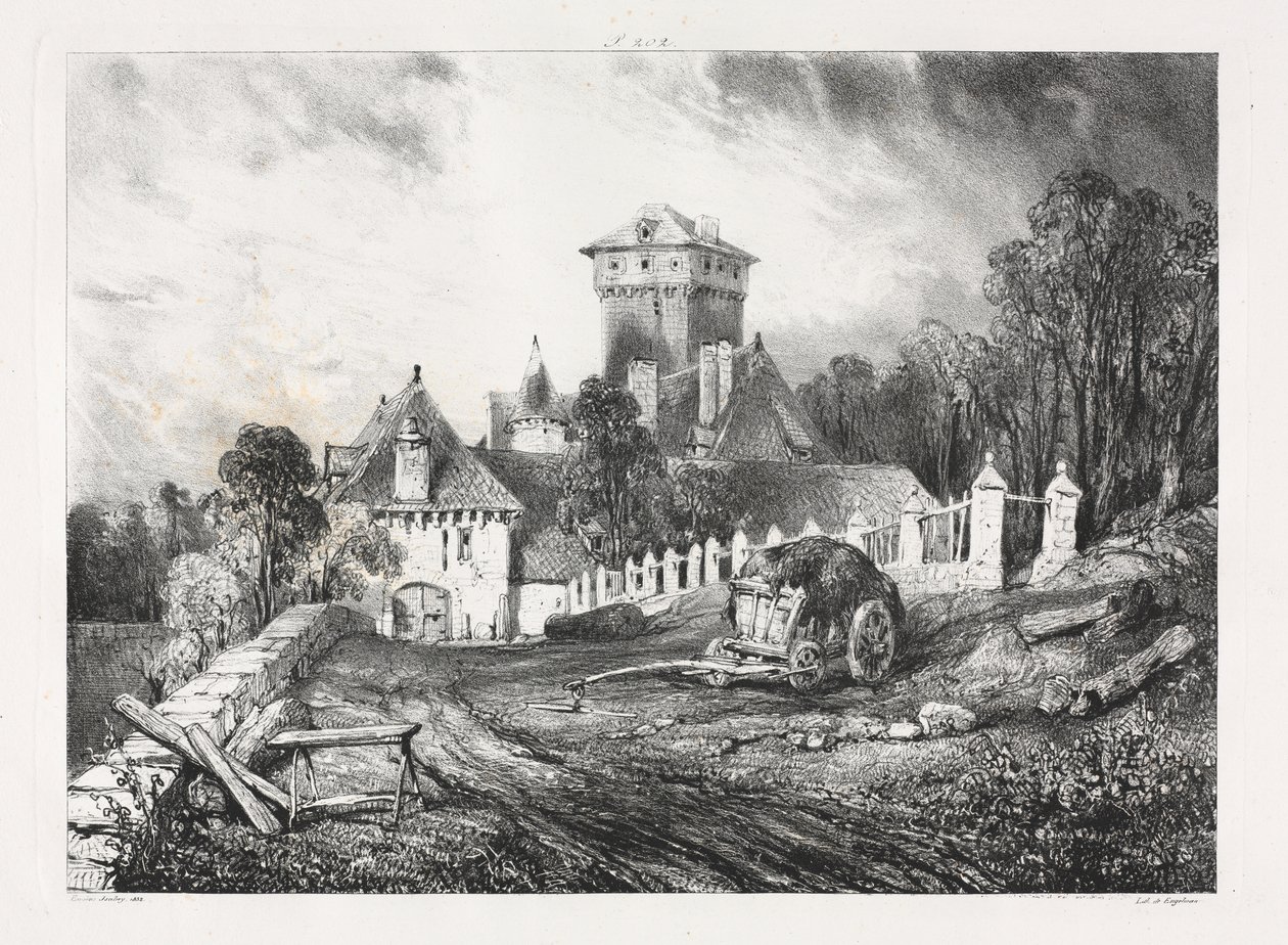 Malownicze i romantyczne podróże po antycznej Francji, Owernia: Château de Pesteil w Polminhac autorstwa Eugene Isabey