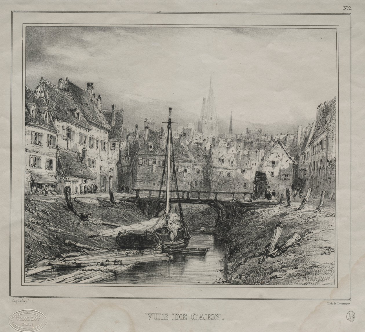 Widok Caen autorstwa Eugene Isabey