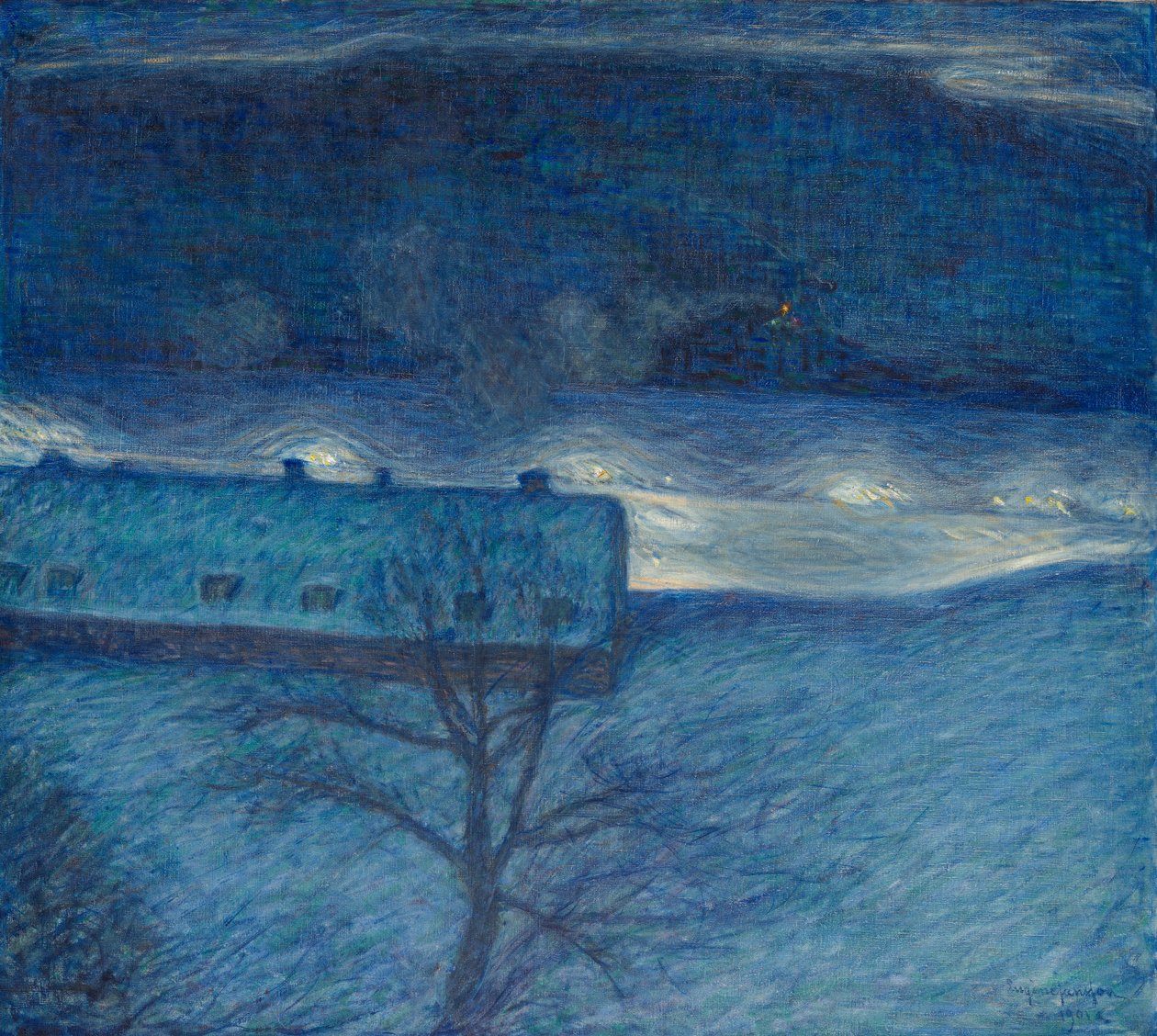 Zimowa noc nad nabrzeżem autorstwa Eugène Jansson