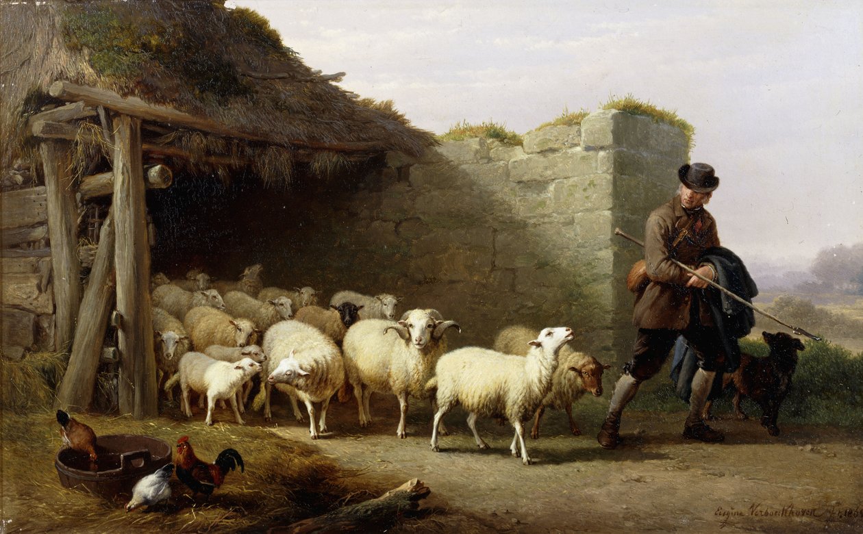 Pasterz i jego trzoda, 1862 autorstwa Eugene Joseph Verboeckhoven