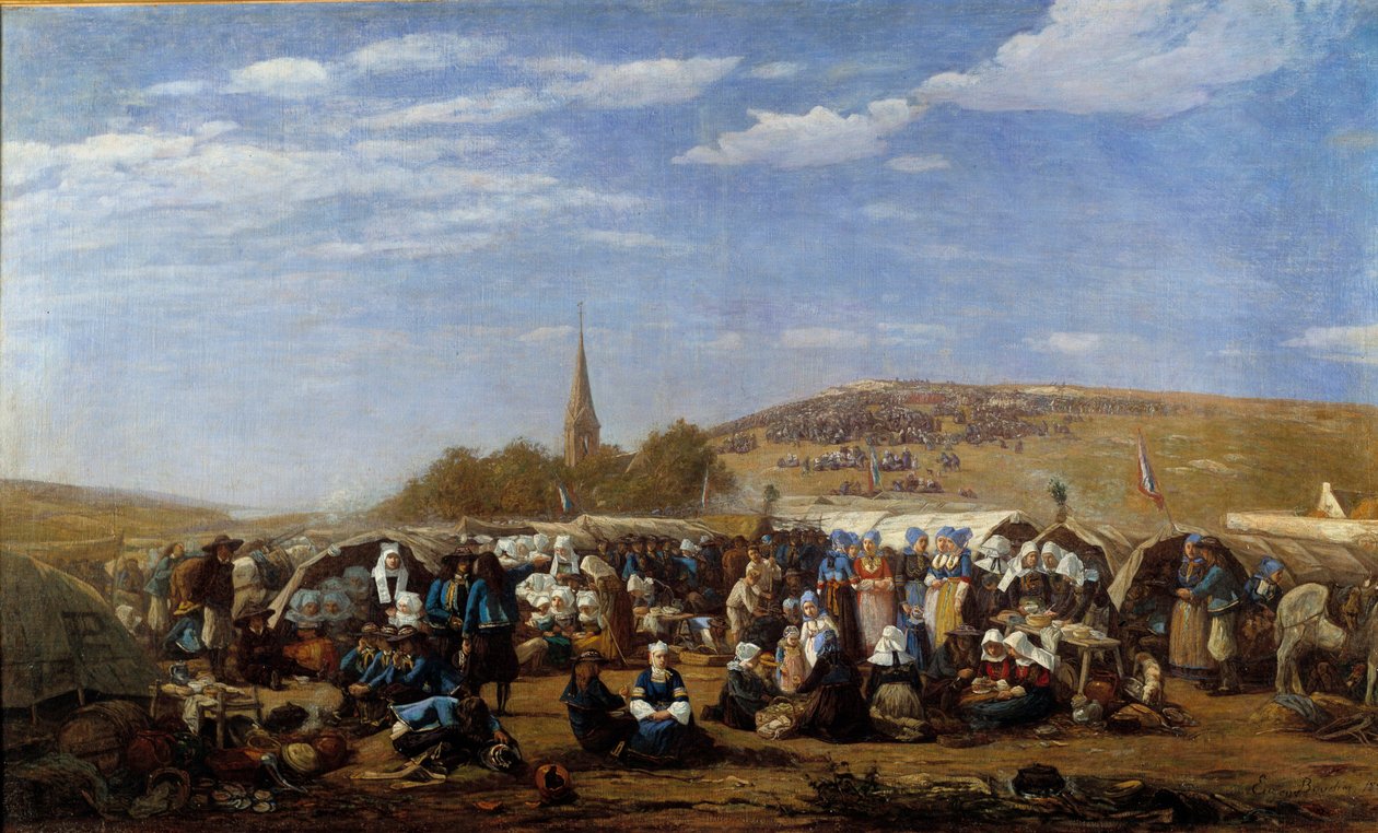 Przebaczenie dla św. Anny la Palud w 1858 Uroczystość religijna w Bretanii. Obraz Eugene Louis Boudin (1824-1898) 1858 Le Havre, Musee des Beaux Arts. autorstwa Eugene Louis Boudin