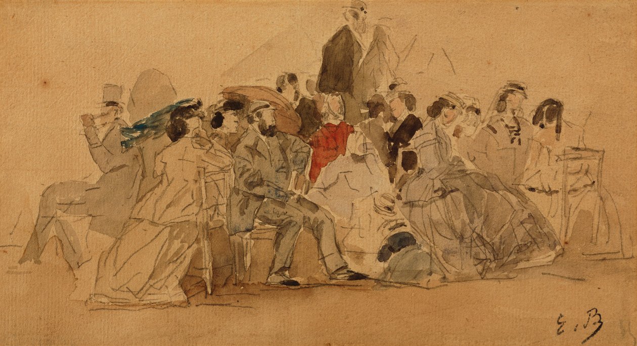 Popołudnie na plaży, ok. 1865 autorstwa Eugene Louis Boudin