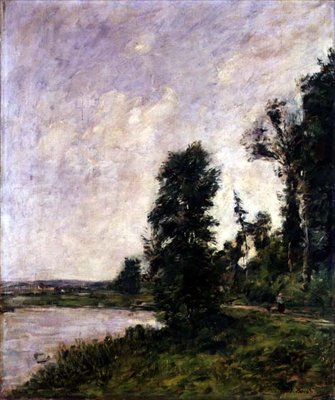 Wzdłuż Touques, ok. 1890-91 (olej na płótnie) autorstwa Eugene Louis Boudin