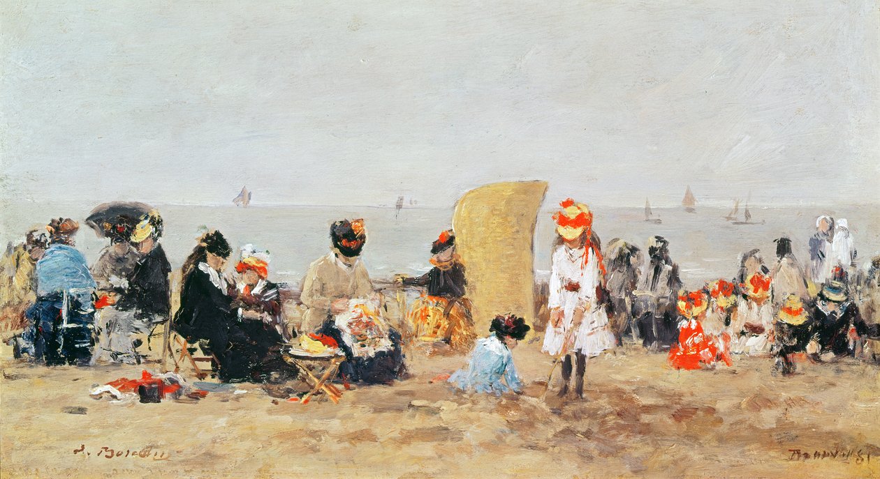 Scena na plaży, Trouville, 1881 autorstwa Eugene Louis Boudin