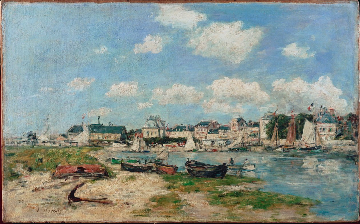 Plaża w Trouville, Francja (olej na płótnie) autorstwa Eugene Louis Boudin