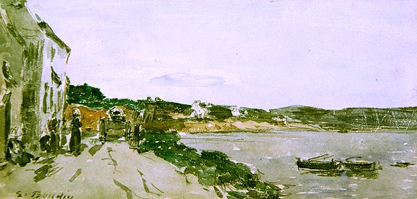 Scena wybrzeża (akwarela i czarna kreda na papierze) autorstwa Eugene Louis Boudin