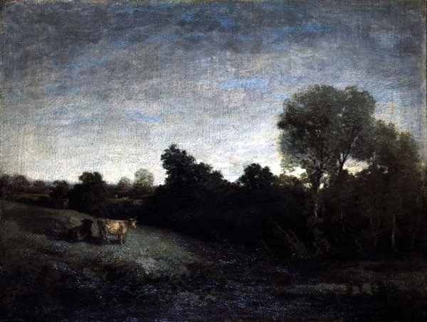 Krowy na łące, ok. 1854 (olej na płótnie) autorstwa Eugene Louis Boudin