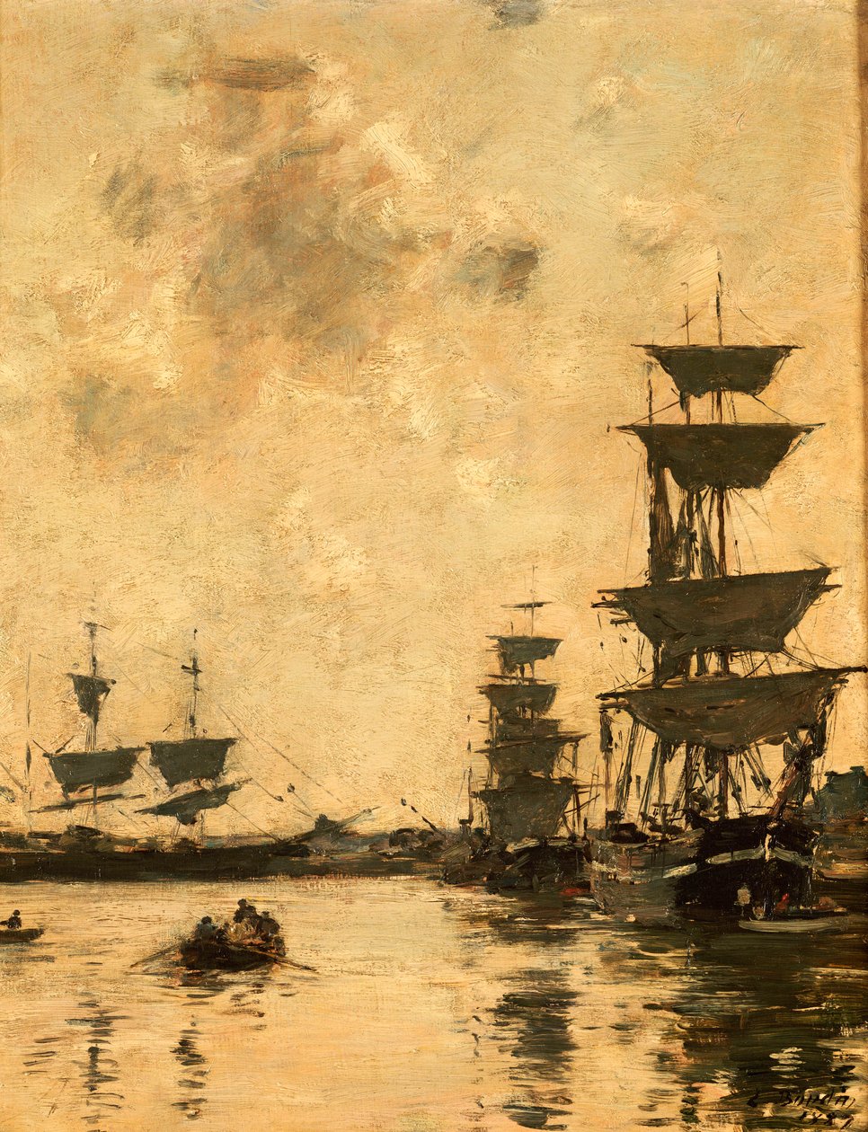 Deauville: Szkunery w Anchor, 1887 autorstwa Eugene Louis Boudin
