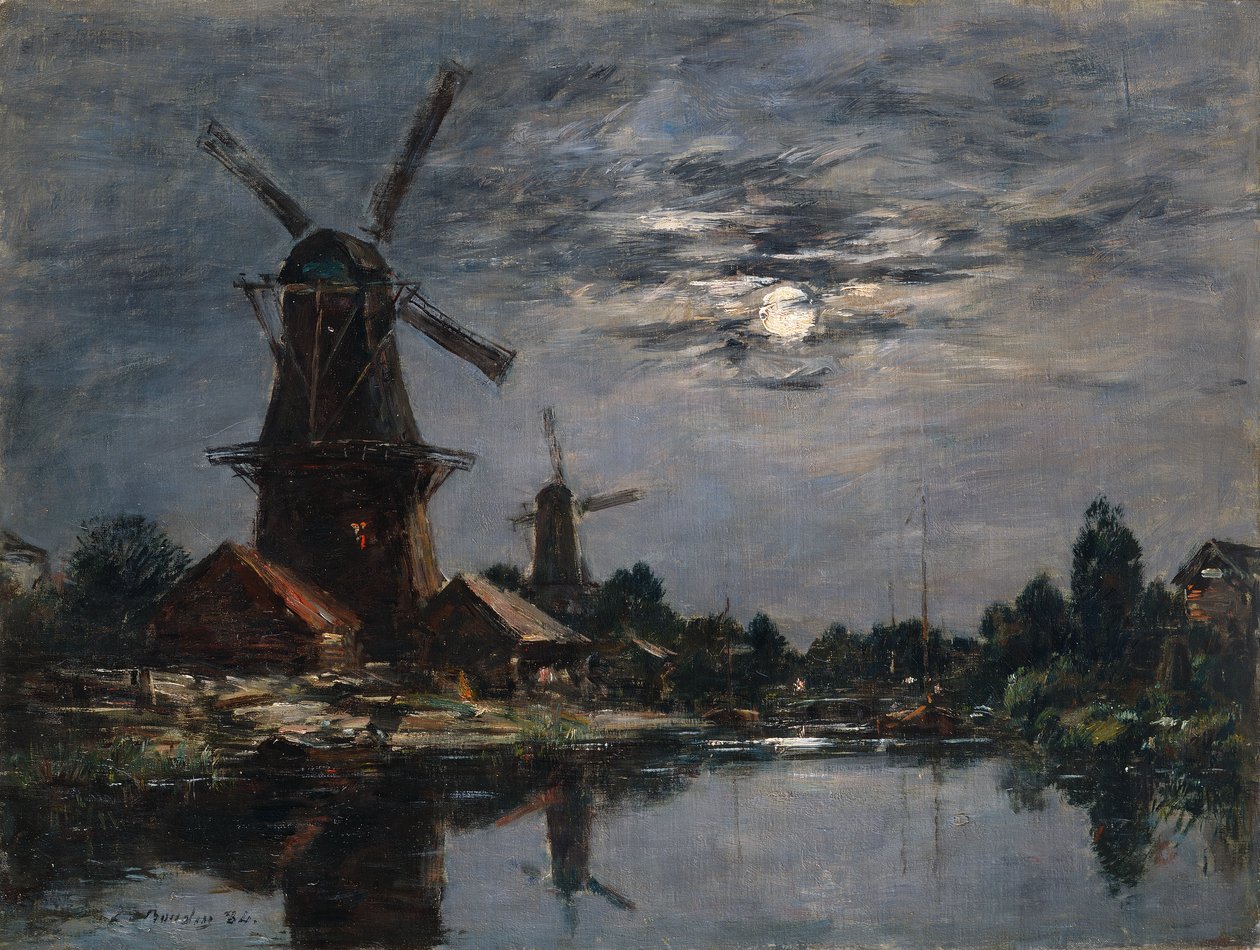 Holenderskie wiatraki autorstwa Eugene Louis Boudin